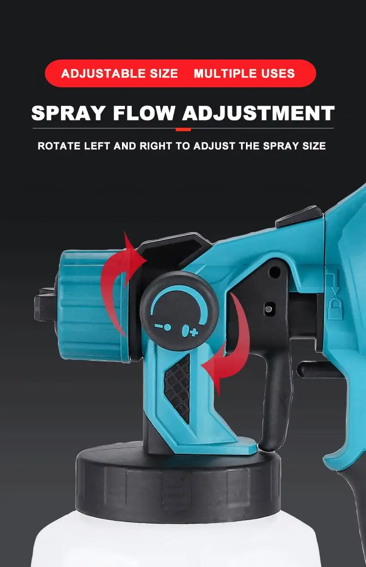 18V Lithium Battery Powered Powerful Cordless Electric Spray Gun Paint Sprayer Auto Furniture Steel Coating Airbrush