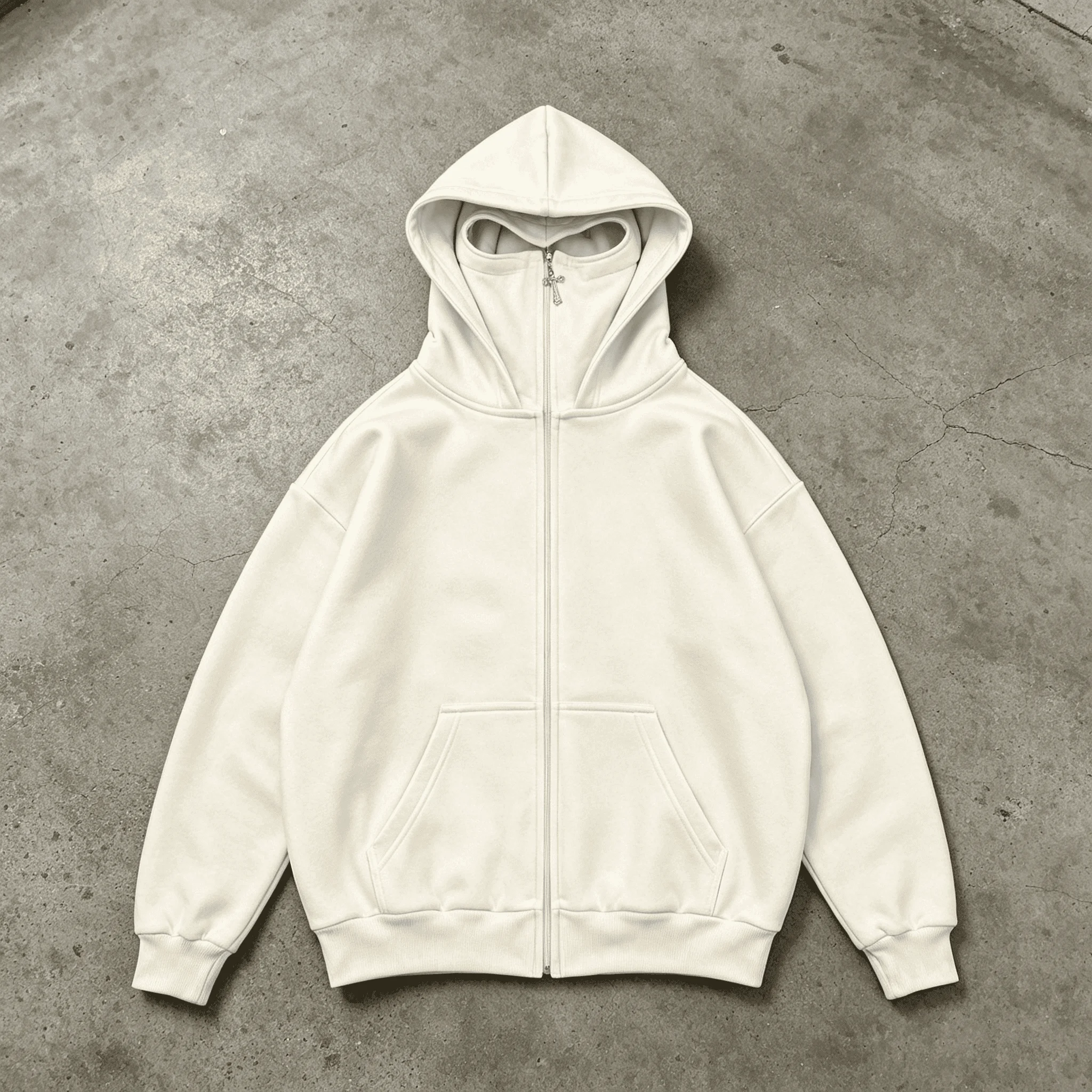 OEM ODM Custom Logo Heavyweight Washed Mens Oversized Streetwear Cross Full Zip Hoodie gallery 3