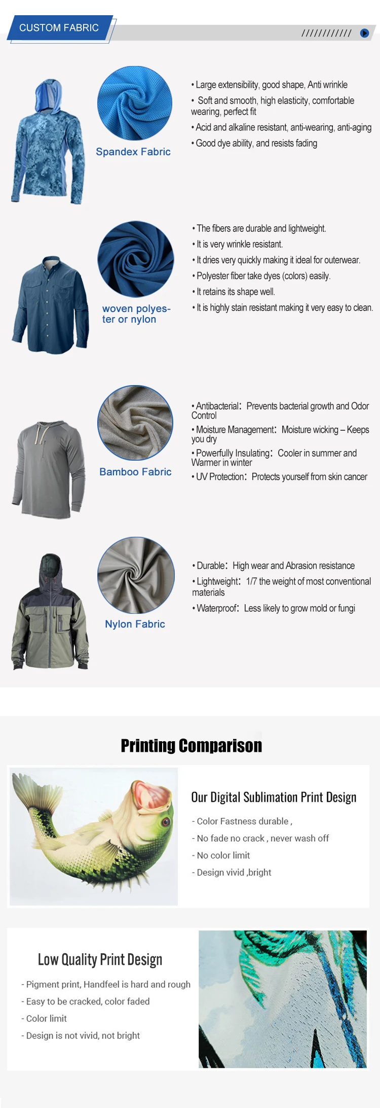 Men'S UPF50+ Bamboo Polyester Custom Color Outdoor Sun Block UV Fishing Wear Long Sleeve Hoodie Fishing Shirt details