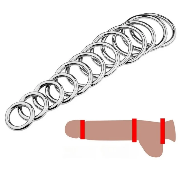 Round Cock Rings Sex Metal Casing Bound Scrotum Cock Ring Stainless Steel  Penis Ring Sex Toy for Men