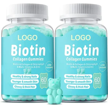 OEM ODM Private Label Vegan Collagen Supplements Biotin Collagen Gummy Hair Gummy Vitamins For Hair Skin And Nails