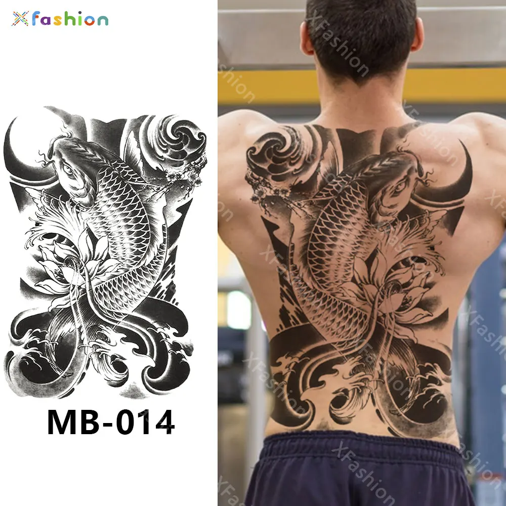 2 Adesivi Per Tatuaggi Temporanei A Base Di Erbe Con Schiena Intera. Adesivi Personalizzati Semipermanenti Per Tatuaggi Di Draghi Grandi Da Uomo - Foto 11