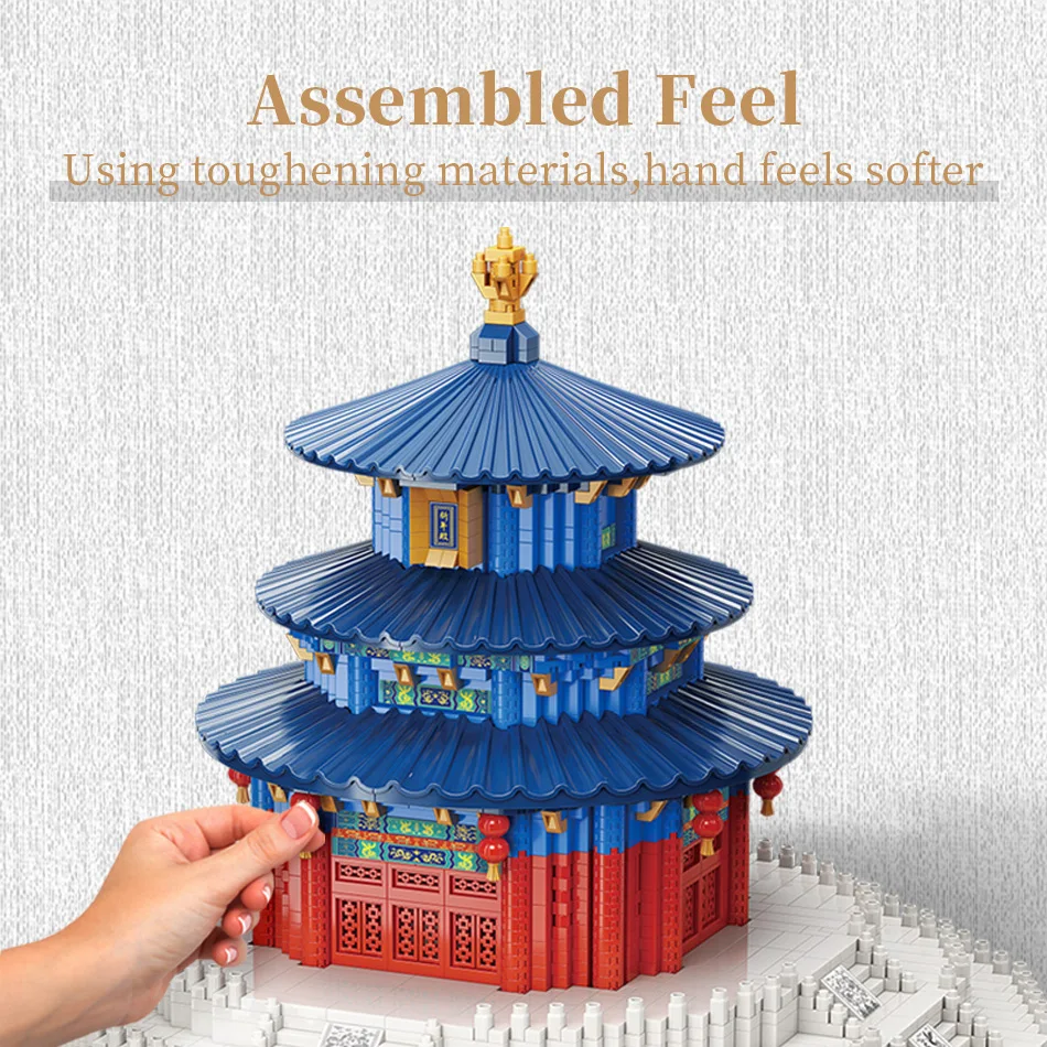 Chinese Style Building Block Temple of Heaven Model Ancient Architectural Ornaments DIY Assembly Toy for Children Kid Gift