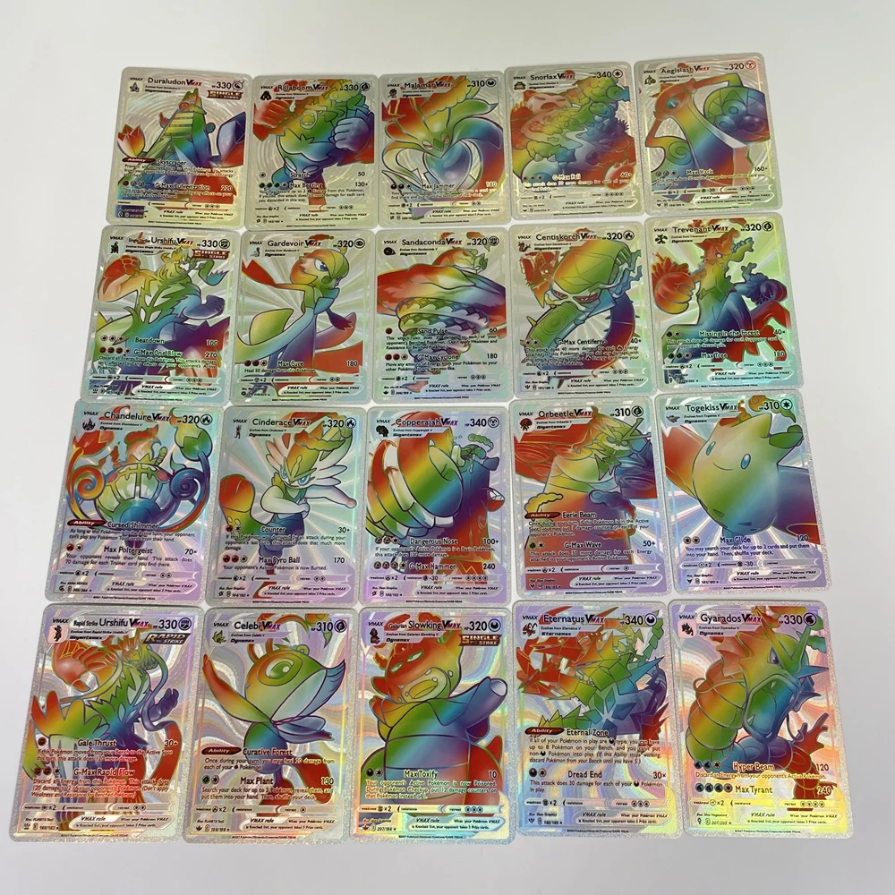 Rainbow Secret Rare Pokemon TCG Assorted Cards Lot Full Art Rainbow  Charizard VMAX Pokemon Silver Foil HOLO Cards