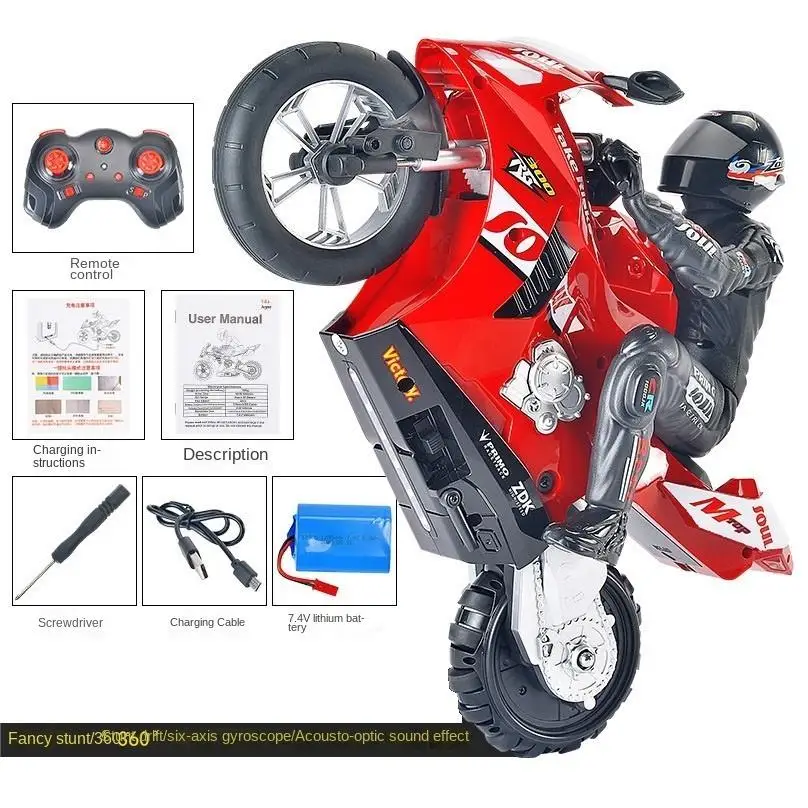 Aijh 1/6 Rc Motorcycle Stunt Toys Remote Control Motorcycle With 6axis