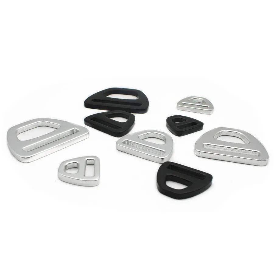 Wholesale 15/20/25/32/38MM Black/Silver D Ring Metal Fittings Durable and Light Aluminum Triangle Buckle for Pet Hardware