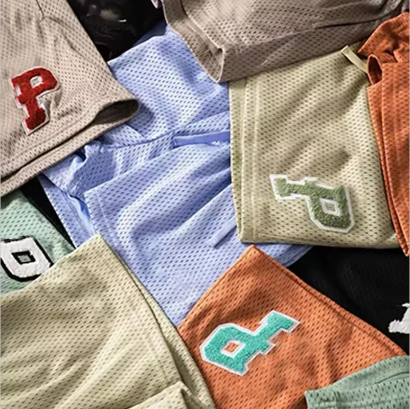 Custom Vintage Fitness Running 100% Polyester Men Sweat 3d Screen Foam Puff Print Gym Mesh Shorts With Drawstring supplier