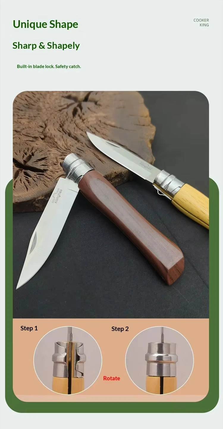 Foldbar outdoor campingkniv med rustfrit stålblad_voghion.com