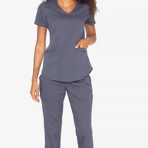 High Quality Comfortable Hospital Nurse Scrub Suit Scrubs Uniform Sets Polyester/Rayon Material Custom Logo