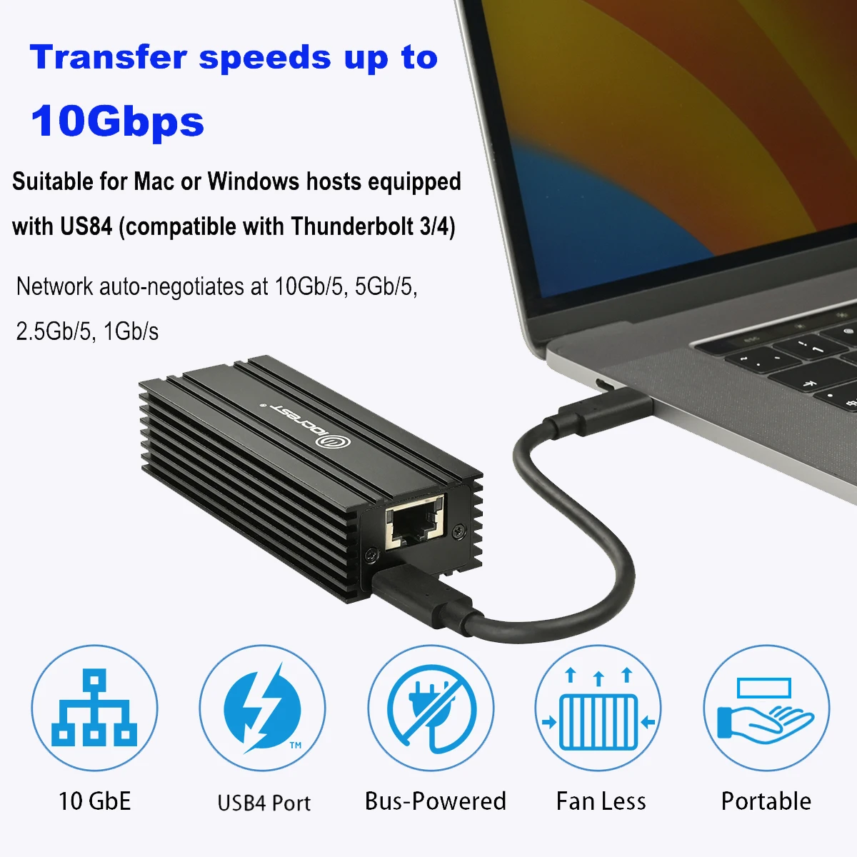 Thunderbolt 3/4 RJ4510GBASE-TイーサネットnicサポートMacと互換性の 