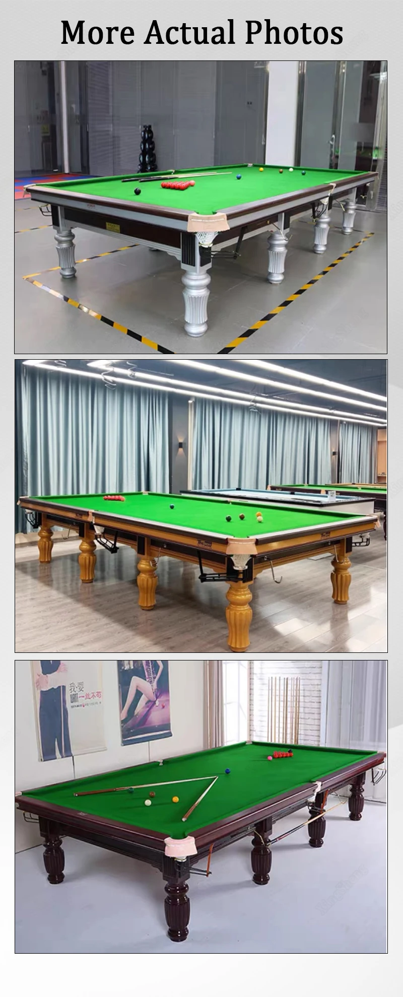 Professional Snooker Pool Table Billiard Solid Wood Slat Tournament ...