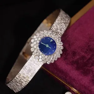 New Vintage Gold Quartz Brass Women Watches Sapphire Case Luxury Fashion Retro Jewelry Diamonds Wristwatches