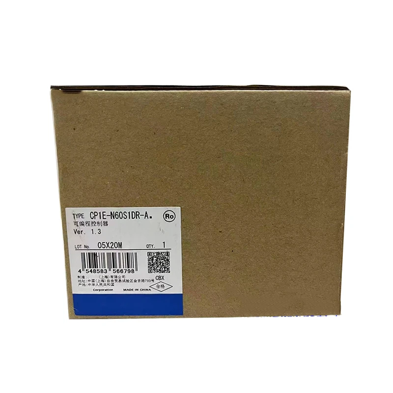 New Original Omron CP1E series compact PLC. 60 I/O points, relay output, AC power supply, stable control performance and convenient program expansion. Widely applied in small and medium automation equipment, production lines, mechanical control and indust