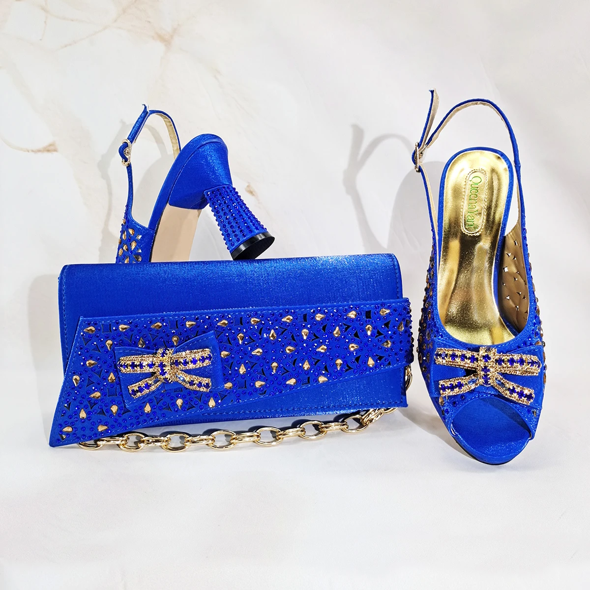 Shop Our Hot Sale Blue Color Nigerian Wedding Shoes Bags