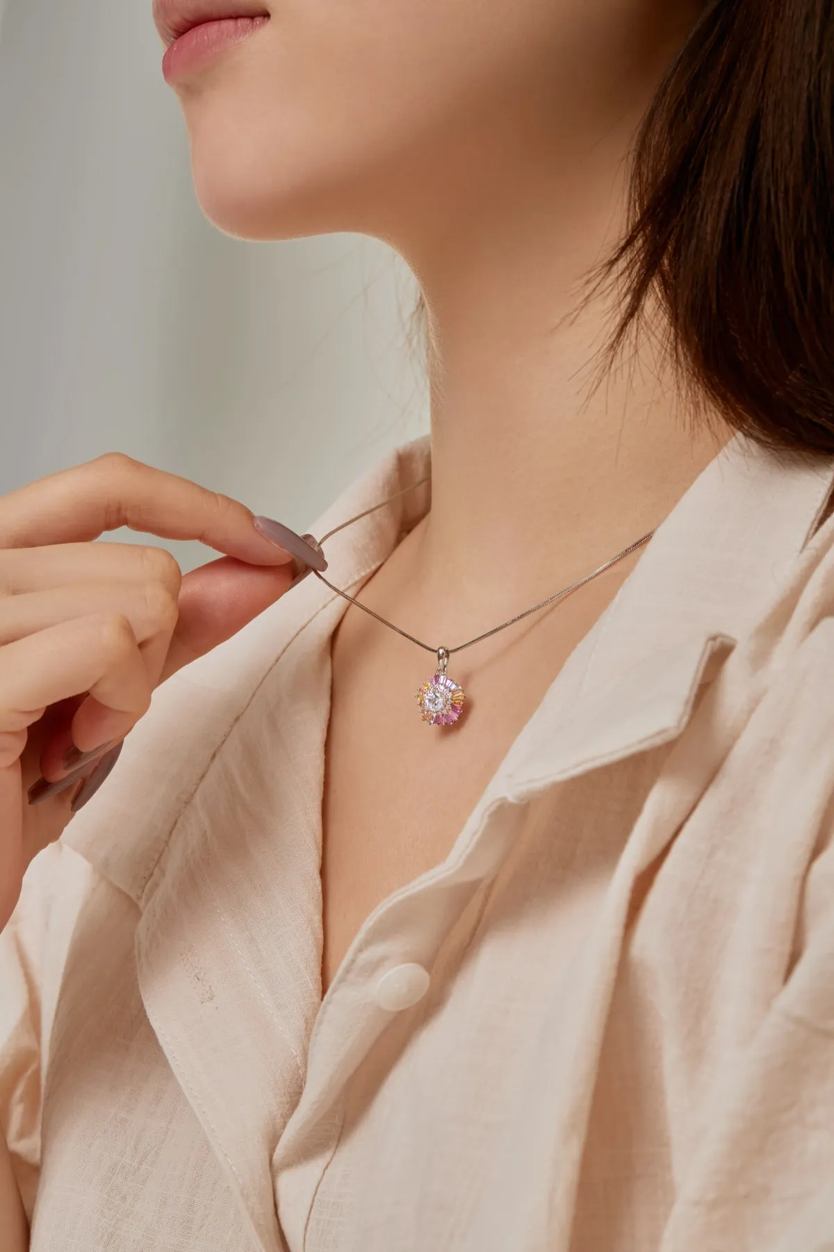 KAKODIY Classic Design 925 Sterling Silver Women's Pendant Necklace Colorful Zirconia Design Chain Boutique Jewelry detail 3