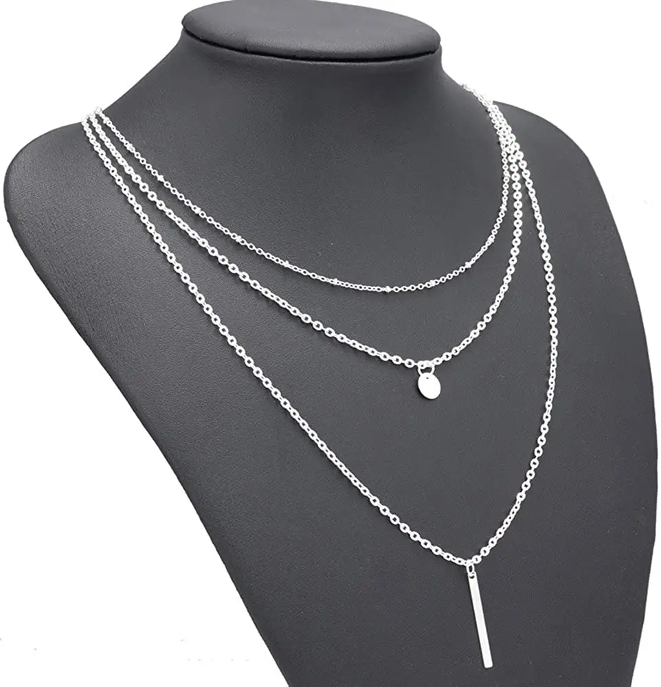 2 Colliers Longs En Y Pour Femmes - Acier Inoxydable Plaqué Or/Argent - Bijoux Élégants Multi-rangs - Cadeau