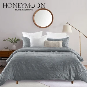 2022 Hot Selling Cationic China Direct Bedding Set Microfiber Crinkle Solid Duvet Cover Sets