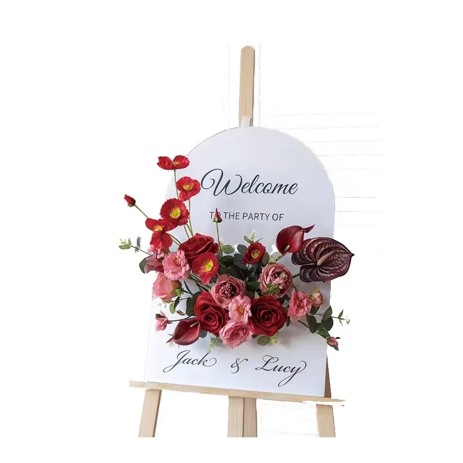 Luxury Style White Plastic Flores Artificial Flowers High Quality Welcome Signs No Electricity Required Wedding Party Decoration - Image 4