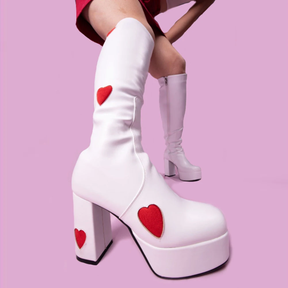 Candyfloss Love Pink Heart Platform Boots Candyfloss Love Black