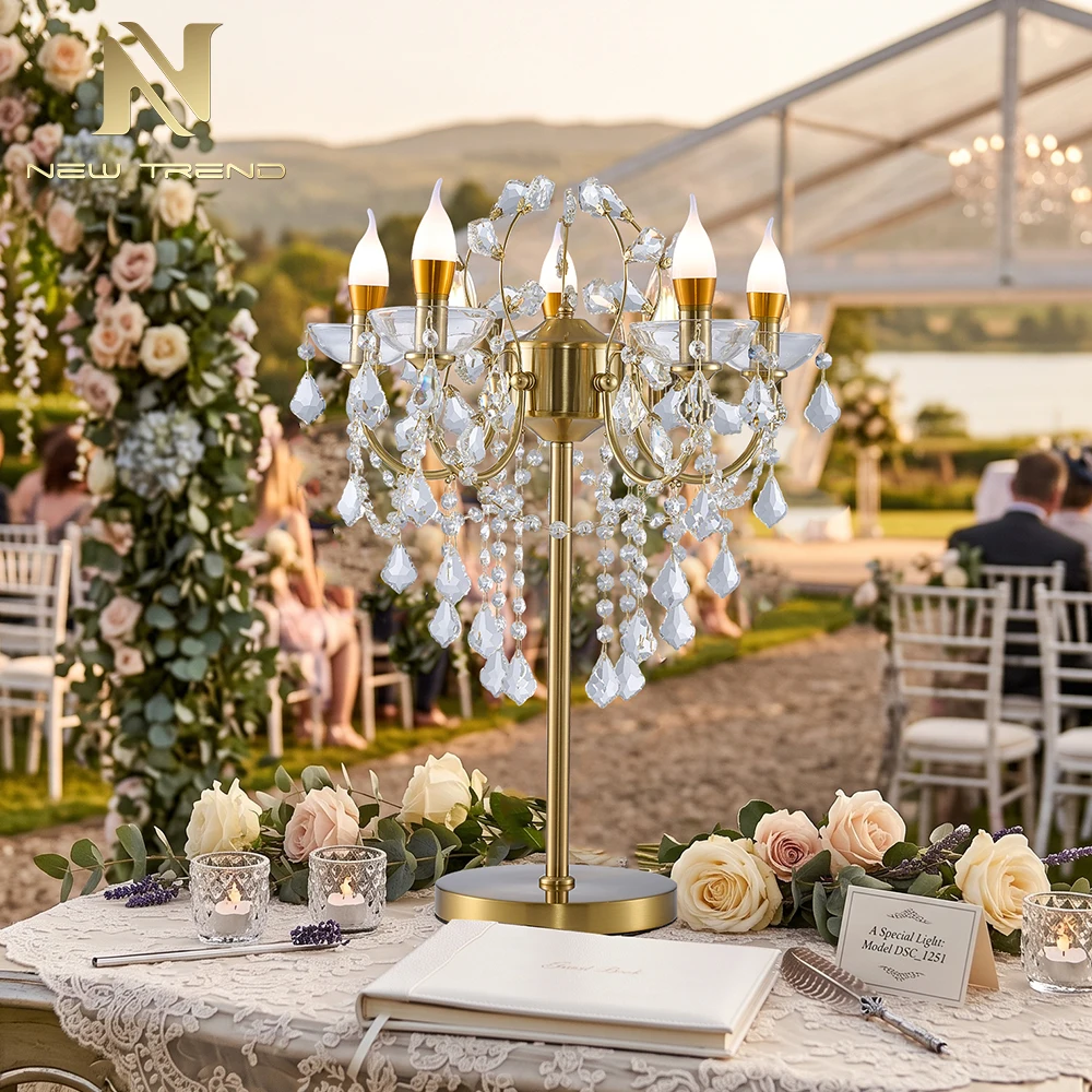 cpl-503 Luxury Cordless Crystal Table Lamp – Touch Dimmable Rechargeable LED Centerpiece for Grand Banquet Hall