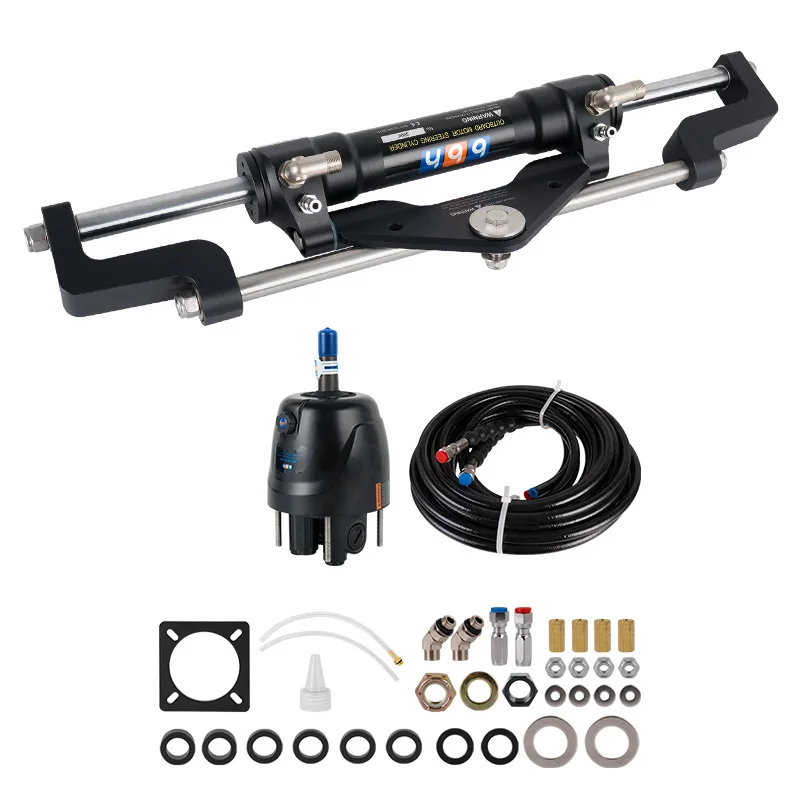 Hydraulic Steering System for Outboard Engines 90HP / 150HP / 300HP | Marine Boat Hydraulic Helm Pump & Cylinder Kit