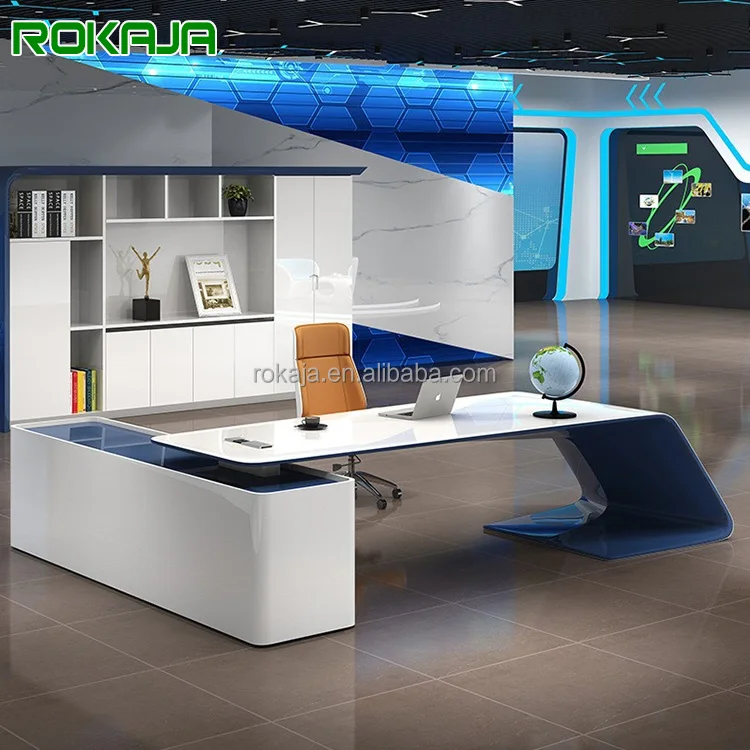 Luxury Smart Office Table L Shaped Desk Solid Wood Frame or Mdf Piano ...
