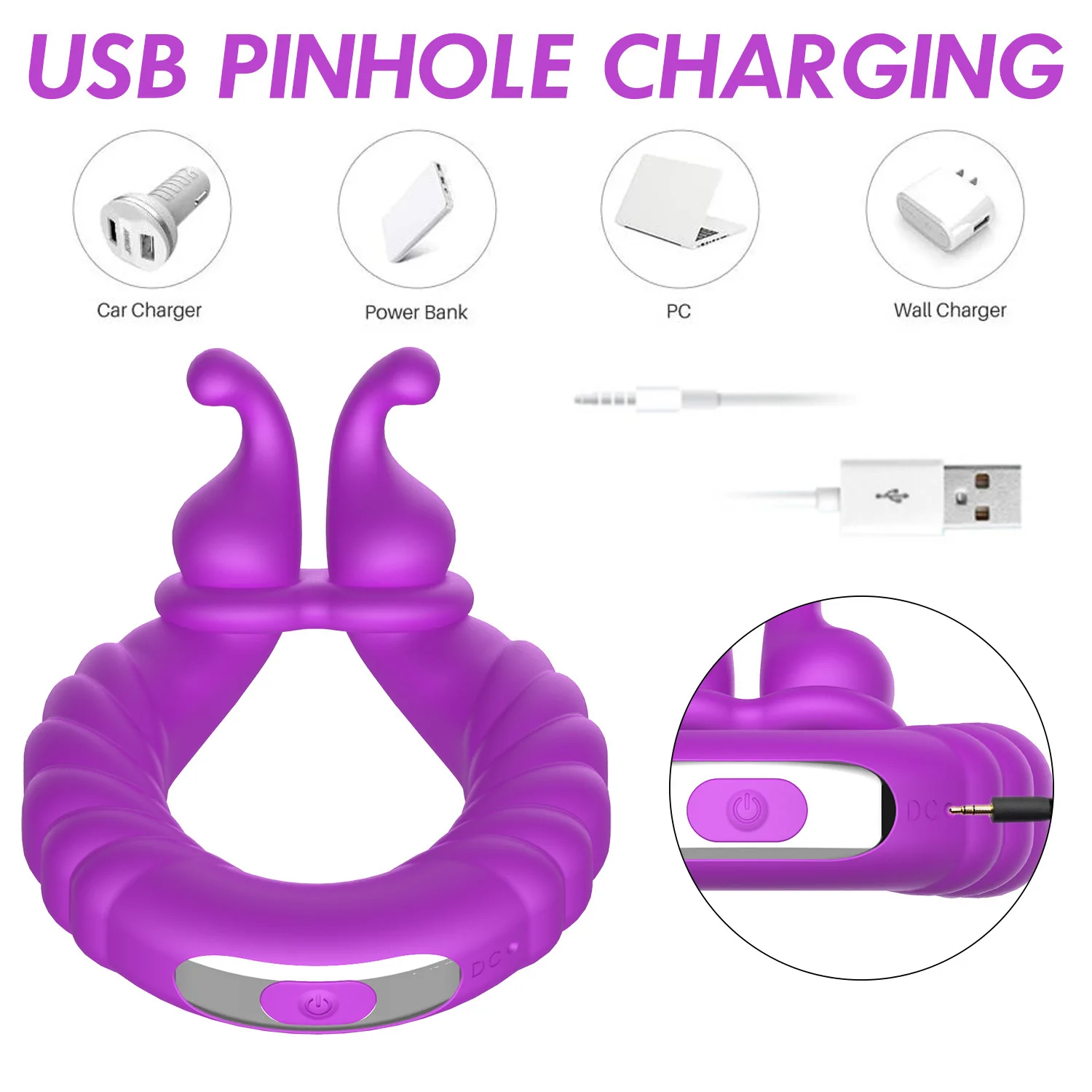 Cock Ring with 10 Vibration Modes Ring Vibrators with Testicles Vibration for /Perineum/Testicles Stimulation, Ring Stretchable