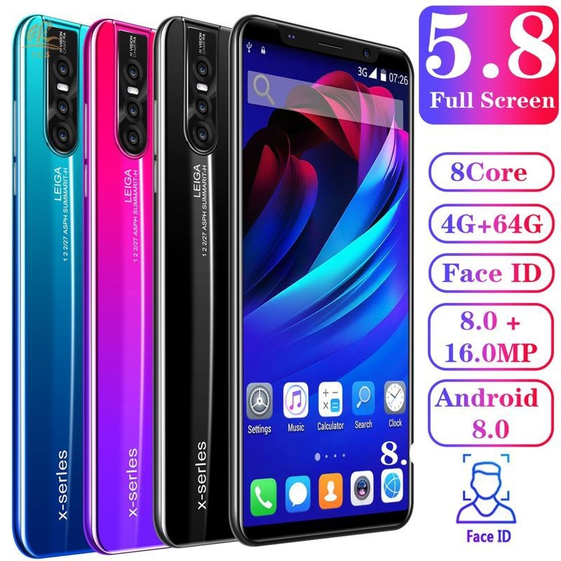 
X27 плюс 5,0 дюймов 4 Гб + 64 ГБ Android смартфон 10-ядерный 5 г пусть телефонный 3 камеры Face ID разблокировки мобильного телефона 