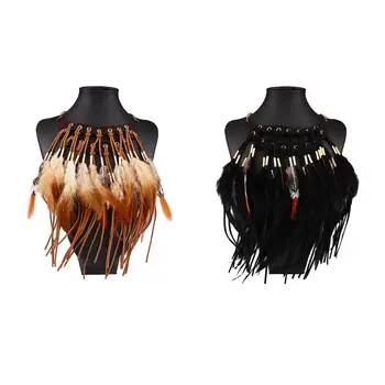 VRIUA Alloy Necklace Fashion Bohemian National Wind Feather Necklace