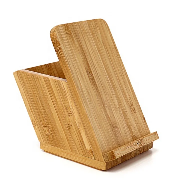 Экологичные рекламные подарки бамбуковый держатель для ручек беспроводное зарядное устройство чашка карандашей Быстрое 10