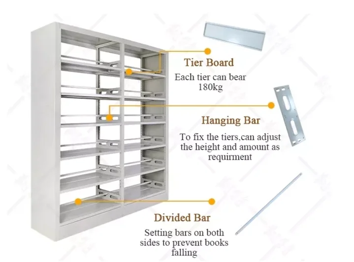 Customized Six-layer Bookshelf Library Popular Design Steel Bookrack