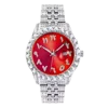 silver with Red dial