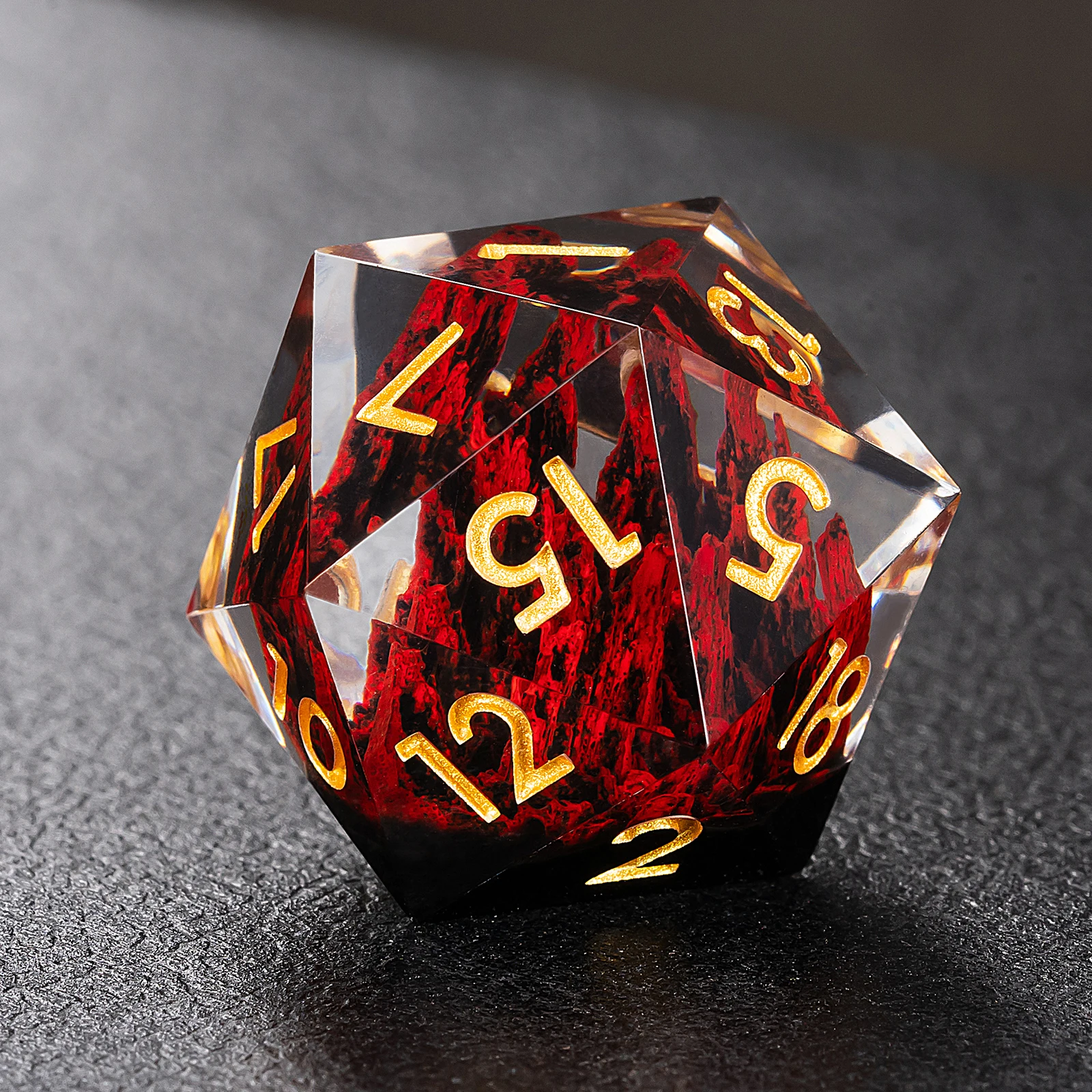 Beautiful Mountain Stone Inside Polyhedral Dice Sharp Edge Resin Dice Set for Dnd Game supplier