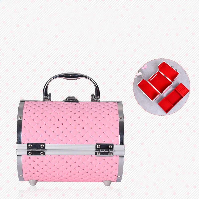 2021 New Fashion Design Aluminium Alloy Make up Box Makeup Case Beauty Case  Cosmetic Bag Multi Tiers Lockable Jewelry Box-MULTIS001R