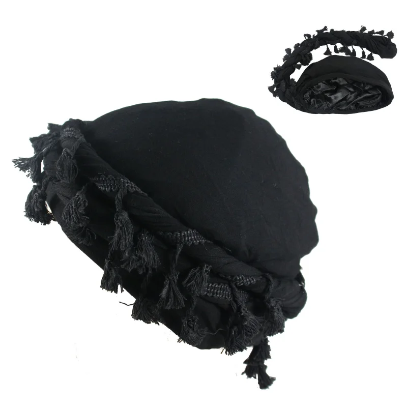 Hzm-23207 Men Halo Turban Durag With Tassels Satin Lined Durag Tied ...