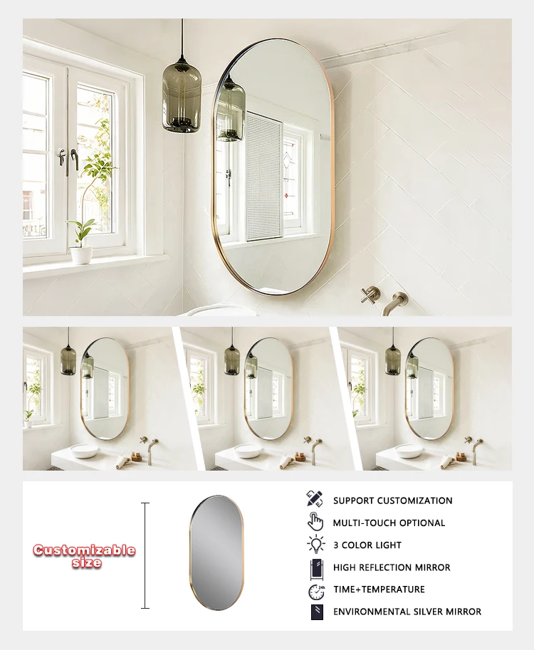 product luxury run way aluminum frame mirror wall mount mirror decorative makeup mirror for home bathroom mirror-7