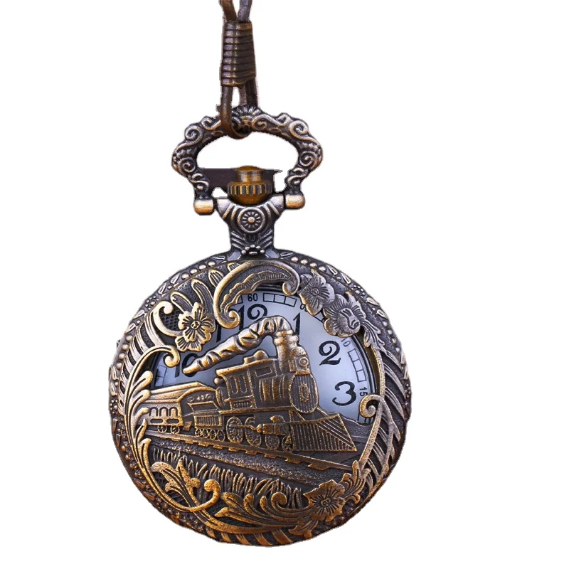 Vintage Bronze Train Pocket Watch - Men & Women Antique display picture 3