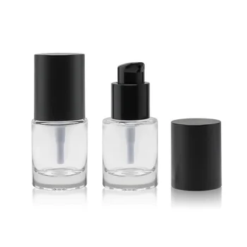 Luxury 15ML Empty Clear Cosmetic Liquid Foundation Glass Bottle Packaging Serum Lotion Pump Bottle With Matte Black Lid