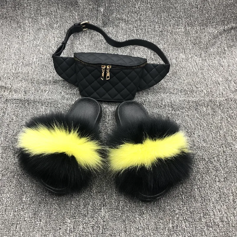 luxury fur slides