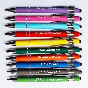 Metal Pen with Custom Laser Logo Stylus Soft Touch Screen Rubber Finished Metal Ballpoint Pens Promotion Advertising Custom Pen