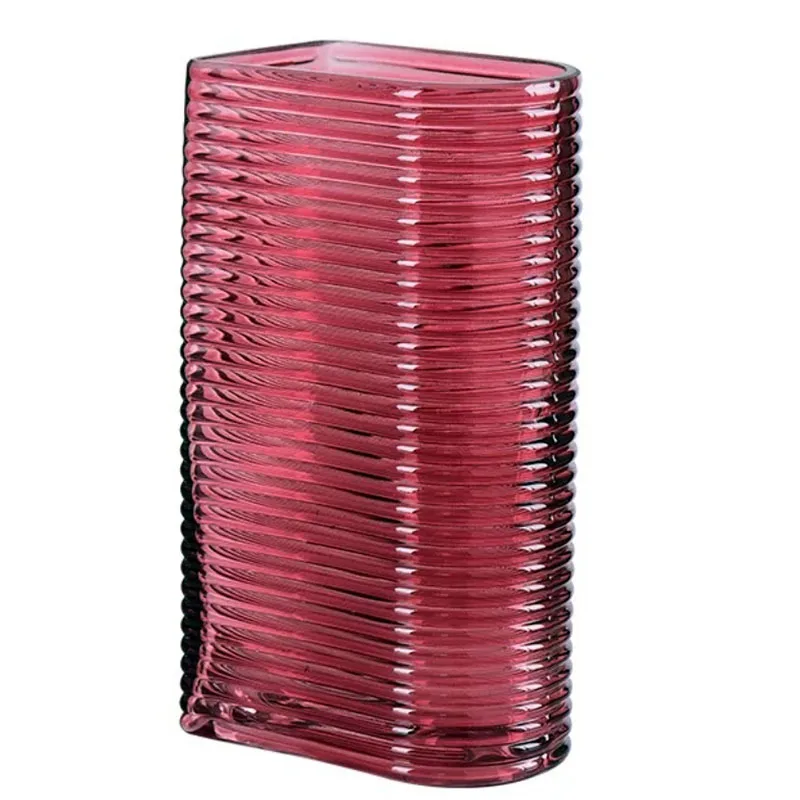 Horizontal Striped Rectangular  Glass Vase