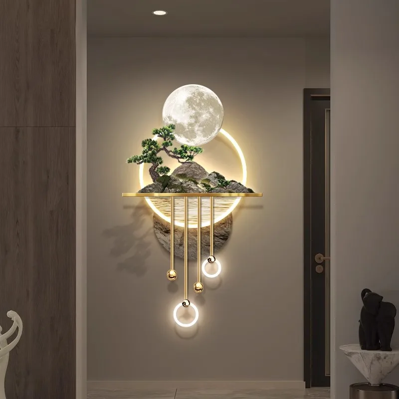 3D Three-Dimensional Porch Landscape Led Light Painting Art Wall Home Decor Luxury Led Light Wall Lamp Hanging Painting Murals