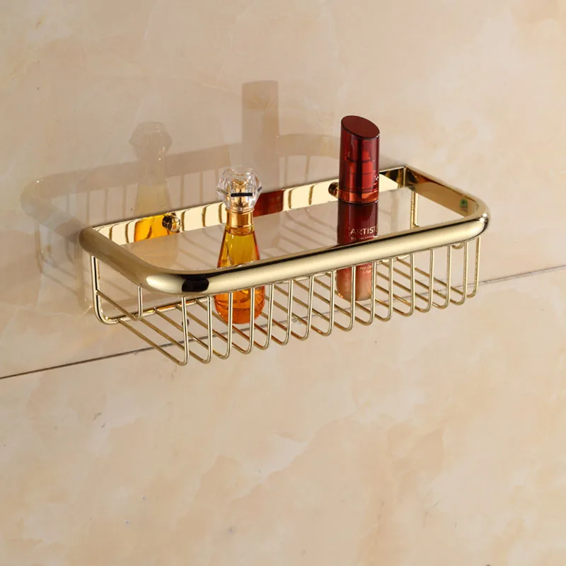 High Quality Brass Shower Shelf Shower Caddy Basket Bathroom Shampoo Holder