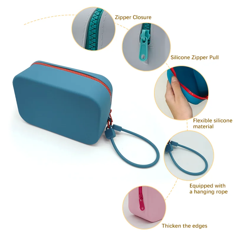 Large Capacity Custom Logo Waterproof Eco-Friendly Home Decor Cosmetic Case Silicone Zipper Portable Makeup Storage Bag factory