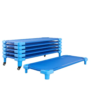 Blue safety children furniture plastic stackable cots bed single beds for sale children cots plastic toddler beds baby