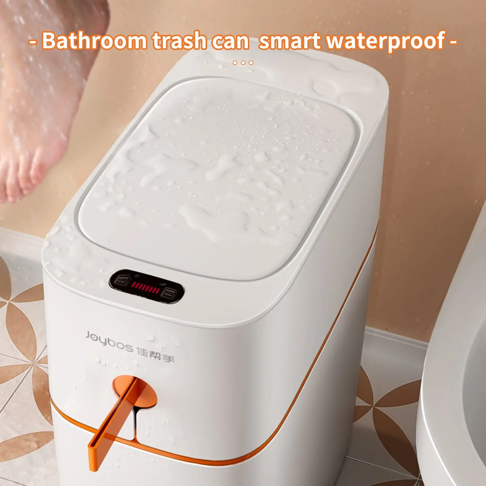 JOYBOS Smart Induction Trash Can IPX5 Waterproof Automatic Motion Sensor Trash Can for Bathroom Bedroom Home Office Odorless