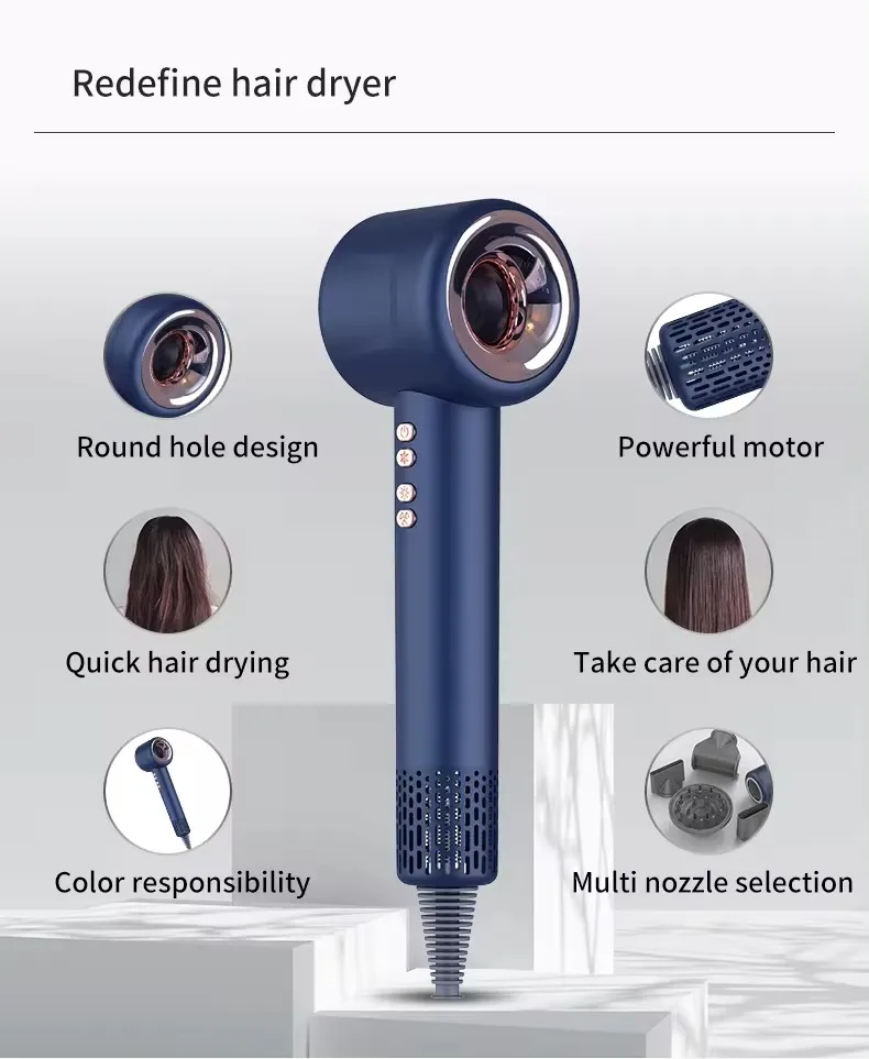 Professional Salon High Speed Bldc Brushless 110000rpm Blow Dryer Leafless Ionic Hair Dryer 3454