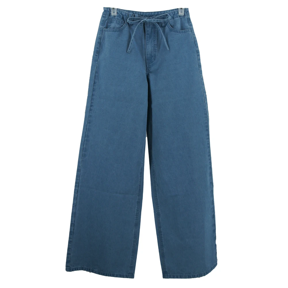 Women's FashionBest-selling Casual and Unique Denim Crop Top and Rope-wrapped Wide-leg Pants Set