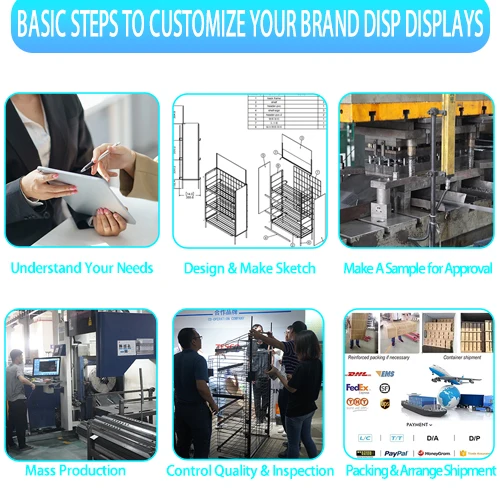 Commercial Metal Comb Shelving Multi-Layer Display Rack for Wet Brush Collection & Retail Exhibition