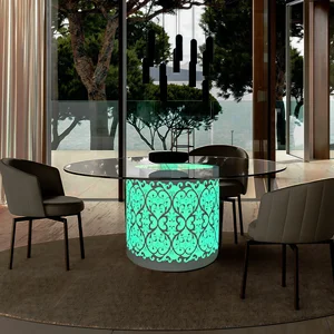 Portable RGB Color Changing Outdoor Restaurant Furniture Modern Led Light up Glowing Dining Table